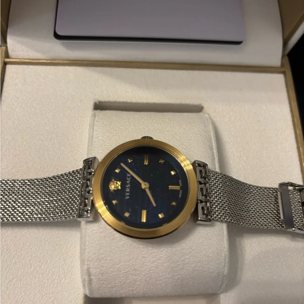 Versace women’s Gold and Silver Mesh Watch new with box